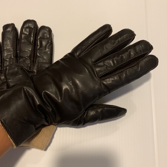 DARK Brown Leather Gloves with Lining Size M - Picture 17 of 17